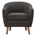 Marigold Accent Chair - Mid-Century Modern - Charcoal Chenille Upholstery - Brown Wood Legs - CAB4068