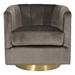 Skyridge Swivel Arm Chair - Grey Velvet - Metallic Base - CAB4074