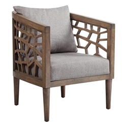 Terrabella Accent Chair - Light Grey Upholstery - Carmel Oak Finish 