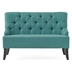 Quaint Settee - Teal Fabric - Wood Legs