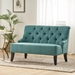 Quaint Settee - Teal Fabric - Wood Legs - CAB4089