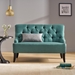 Quaint Settee - Teal Fabric - Wood Legs - CAB4089