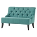 Quaint Settee - Teal Fabric - Wood Legs - CAB4089