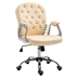 Oxford Button Tufted Desk Chair with Padded Armrests - Beige