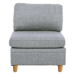 Seaport Armless Chair - Light Grey Dorris Fabric - Wooden Legs 