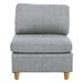 Seaport Armless Chair - Light Grey Dorris Fabric - Wooden Legs - CAB4099