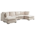 Epoch 129" Modular Sofa with Ottoman - Beige Fabric - Dark Brown Finish Legs