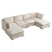 Epoch 129" Modular Sofa with Ottoman - Beige Fabric - Dark Brown Finish Legs - CAB4105