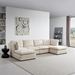 Epoch 129" Modular Sofa with Ottoman - Beige Fabric - Dark Brown Finish Legs - CAB4105