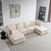 Epoch 129" Modular Sofa with Ottoman - Beige Fabric - Dark Brown Finish Legs - CAB4105