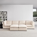 Epoch 129" Modular Sofa with Ottoman - Beige Fabric - Dark Brown Finish Legs - CAB4105