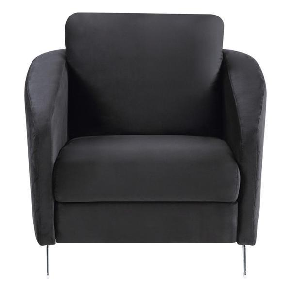 Xiomara 36" Accent Armchair - Black Velvet - Chrome Metal Legs 