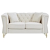 Vauxhall 60" Chesterfield Loveseat - Beige Velvet - Metal Foot and Nailhead