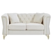 Vauxhall 60" Chesterfield Loveseat - Beige Velvet - Metal Foot and Nailhead - CAB4111