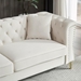 Vauxhall 60" Chesterfield Loveseat - Beige Velvet - Metal Foot and Nailhead - CAB4111