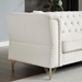 Vauxhall 60" Chesterfield Loveseat - Beige Velvet - Metal Foot and Nailhead - CAB4111