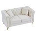 Vauxhall 60" Chesterfield Loveseat - Beige Velvet - Metal Foot and Nailhead - CAB4111