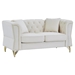 Vauxhall 60" Chesterfield Loveseat - Beige Velvet - Metal Foot and Nailhead - CAB4111