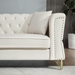 Vauxhall 60" Chesterfield Loveseat - Beige Velvet - Metal Foot and Nailhead - CAB4111