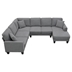 Ottawa 108" U-Shaped Sectional Sofa - 7-Seater with 3 Pillows - Dark Gray