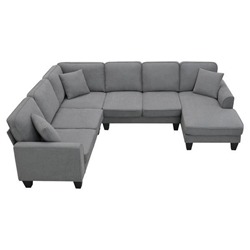 Ottawa 108" U-Shaped Sectional Sofa - 7-Seater with 3 Pillows - Dark Gray 