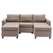 Davenport 86" Sectional Sofa with 2 Ottomans - Brown Linen Fabric - Rubberwood Frame - CAB4118