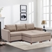 Davenport 86" Sectional Sofa with 2 Ottomans - Brown Linen Fabric - Rubberwood Frame - CAB4118