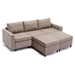 Davenport 86" Sectional Sofa with 2 Ottomans - Brown Linen Fabric - Rubberwood Frame - CAB4118