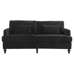 Montclair 68" Loveseat - Black Chenille - Brown Rubberwood Legs 