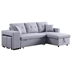 Kaidryn 93" Light Gray Linen Fabric Reversible Sleeper Sectional with Storage Chaise and 2 Stools