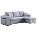 Kaidryn 93" Light Gray Linen Fabric Reversible Sleeper Sectional with Storage Chaise and 2 Stools - CAB4124