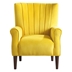 Jorda Accent Chair - Yellow Velvet - Solid Wood Frame - Dark Brown Legs