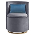 Vynkaria 360-Degree Swivel Accent Chair with Storage Function - Gray Velvet Fabric - Gold Metal Base