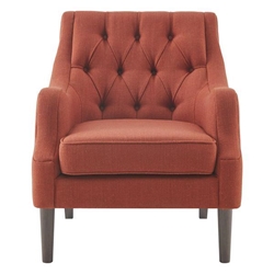 Palm Springs Accent Chair - Button Tufted - Spice - Espresso Finish Legs 