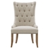 Folium Button Tufted Captain Accent Chair - Cream Fabric - Wheat Finish Legs