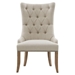 Folium Button Tufted Captain Accent Chair - Cream Fabric - Wheat Finish Legs - CAB4142