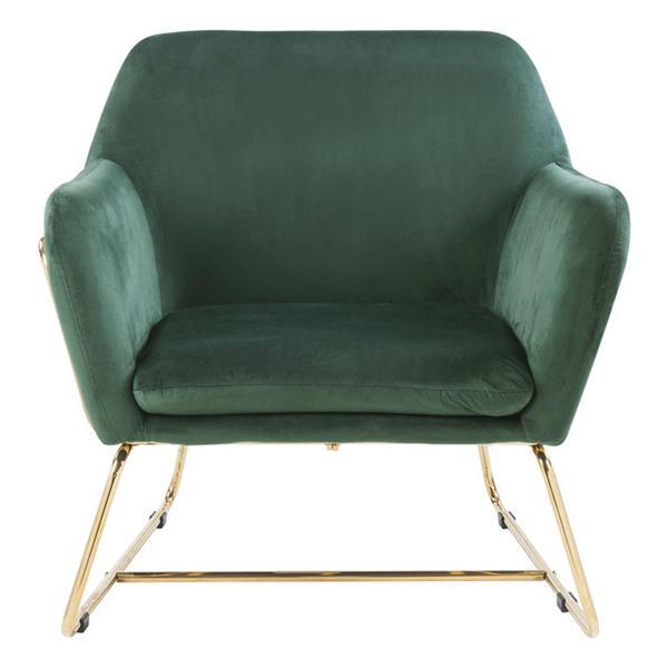 Kaydence 29.5" Green Velvet Accent Chair with Metal Base - Modern Gold Finish Legs 