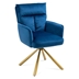 Thornvale Accent Chair - Dark Blue Velvet High-Back Swivel Upholstered