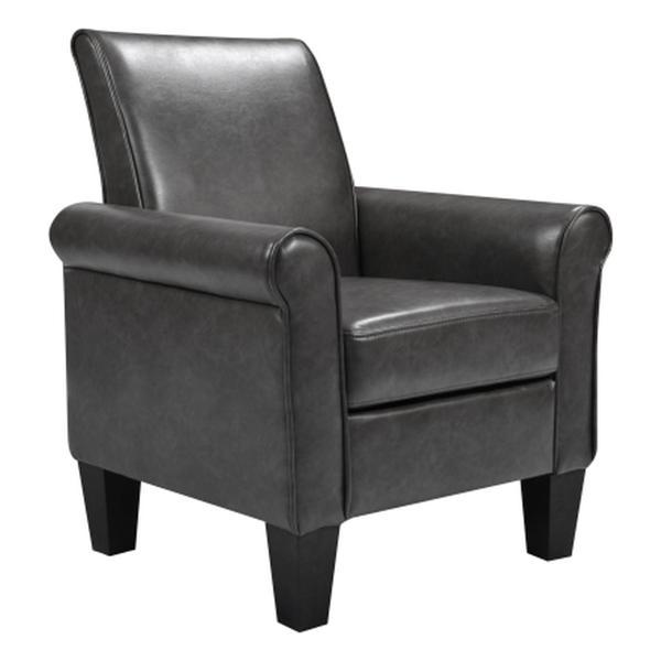 Corvyn Accent Chair - Dark Grey Polyurethane - Comfy Armchair 