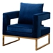 Kalendia Accent Arm Chair - Blue Velvet - Gold-Tone Metal Frame - CAB4154