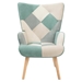 Valleyview Accent Chair with Ottoman - Blue Linen - Solid Wood Frame - CAB4160