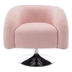 Gwendolen Swivel Accent Chair - Pink Teddy Upholstery - Solid Wood Frame