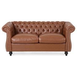 Gwendolyn Loveseat Sofa - Light Brown Polyurethane 