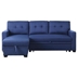 Cascadia 82" Upholstered Pull out Sectional Sofa with Chaise - Blue Linen Fabric