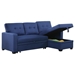 Cascadia 82" Upholstered Pull out Sectional Sofa with Chaise - Blue Linen Fabric - CAB4201