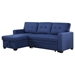 Cascadia 82" Upholstered Pull out Sectional Sofa with Chaise - Blue Linen Fabric - CAB4201