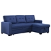 Cascadia 82" Upholstered Pull out Sectional Sofa with Chaise - Blue Linen Fabric - CAB4201