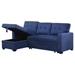 Cascadia 82" Upholstered Pull out Sectional Sofa with Chaise - Blue Linen Fabric - CAB4201