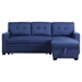 Cascadia 82" Upholstered Pull out Sectional Sofa with Chaise - Blue Linen Fabric - CAB4201