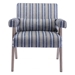 Petaline Accent Chair - Blue and White Stripe Fabric - Black Finish Rubberwood Legs - CAB4213